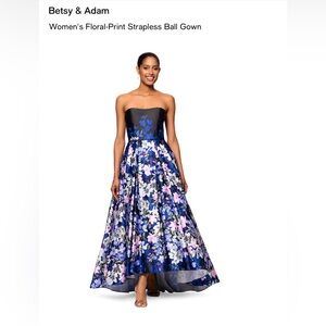 [NWT] Betsy & Adam High-Low Elegant Strapless Floral Dress